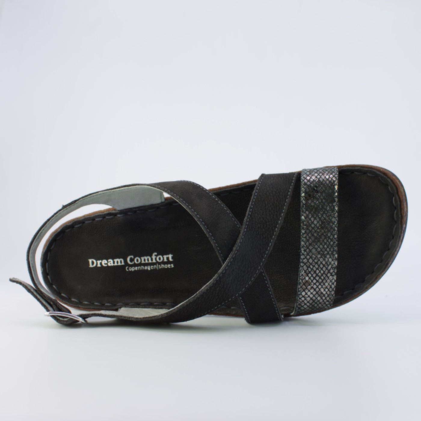 Copenhagen Shoes damesandal med slangepræg, black