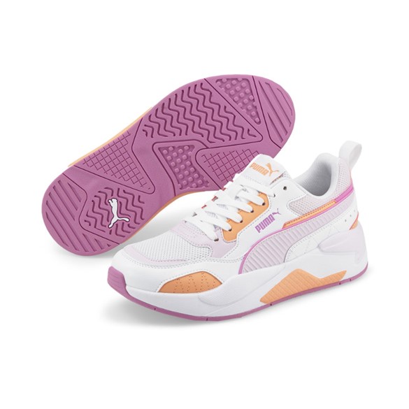 Puma Sneakers til piger, hvid tekstil med rosa såler